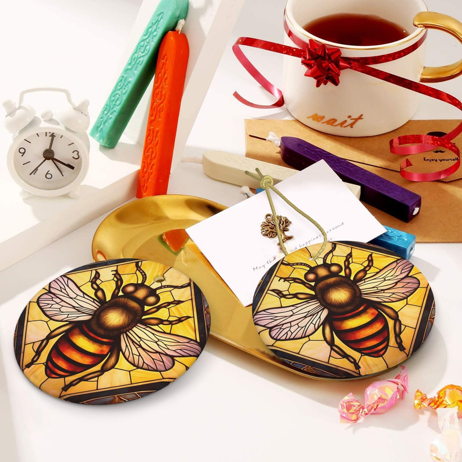 Amazon.com: Christmas Ornaments, Glass Painting Bee