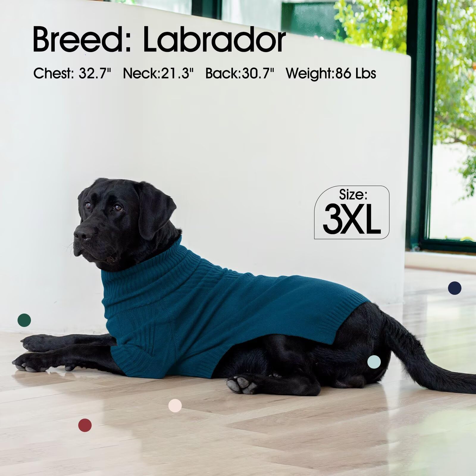 IECOii Pull de Noël XXXL pour chien, pull pour chiens de très grande taille, fille et garçon, vêtements tricotés à col roulé pour l'automne et l'hiver, pull pour animal de compagnie, pull pour grand