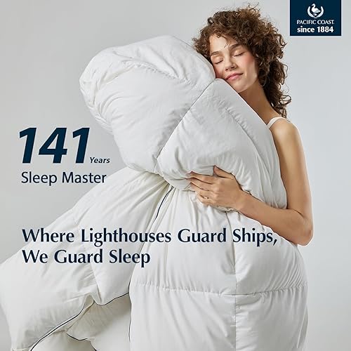 Miniatura 2 de PACIFIC COAST Edredón de plumón de ganso tamaño King, edredón blanco para todas las estaciones, diseño de caja deflectora oculta 3D, 8 pestañas,