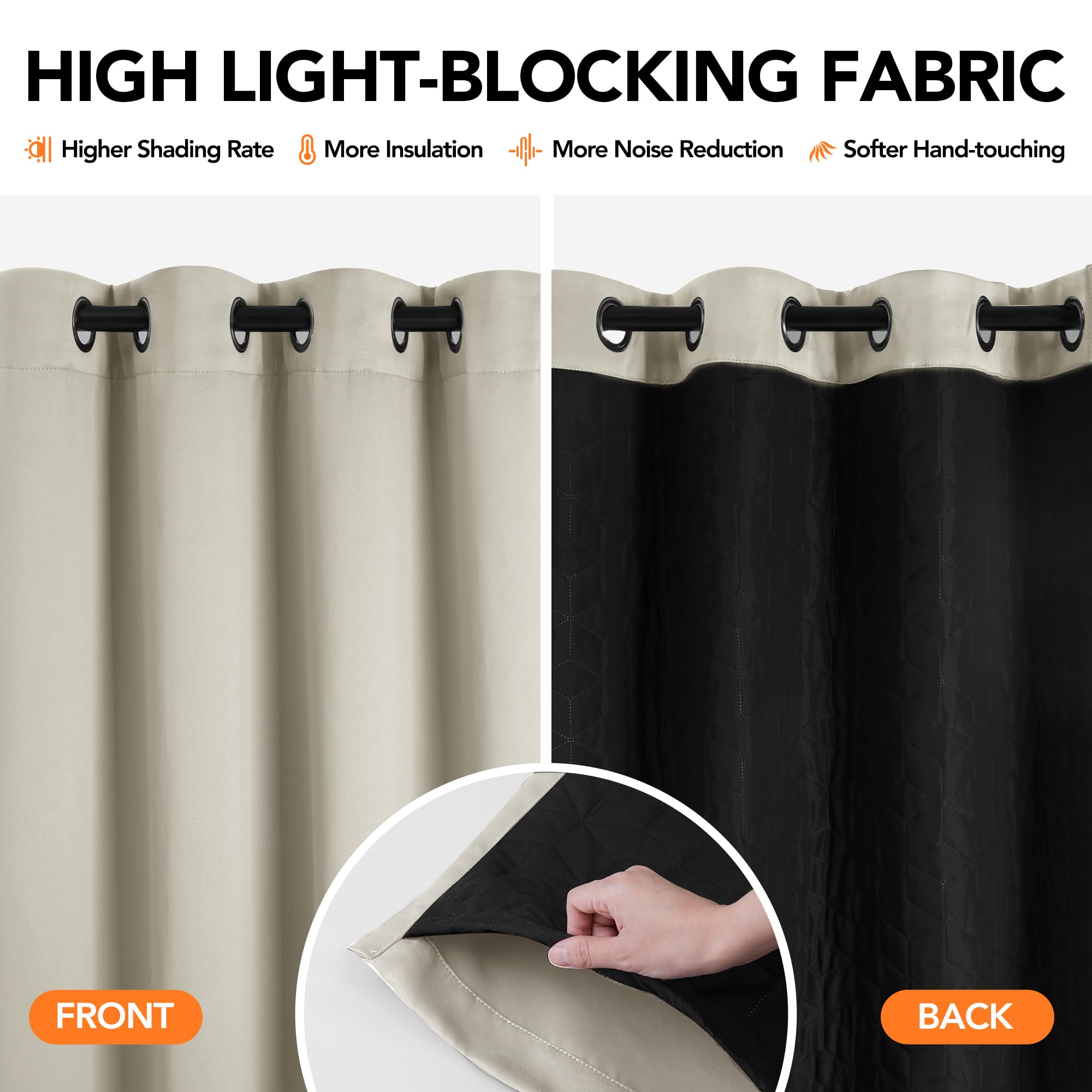 Deconovo Tenda Oscurante Termica Doppio Strato, Antivento, Pesante, Isolante per Freddo e Caldo, Adatta per Finestre e Porte, 140x260 CM, Beige Chiaro, 1 Pezzo – Certificata Oeko-Tex® Standard 100