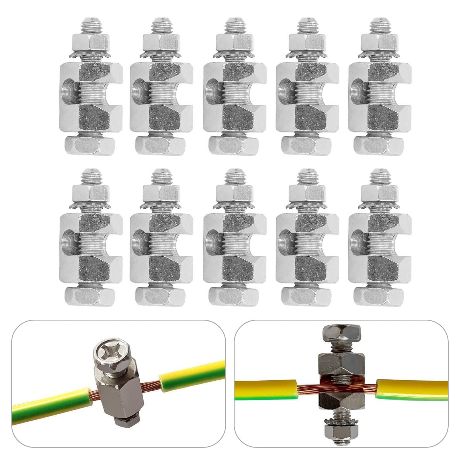 Focket 10PCS Écrous et boulons pour Panneaux solaires photovoltaïques, Serre câble de Mise à la Terre pour Fils Nus, raccord boulonné sûr pour câble de Mise à la Terre, Serre câble de mis