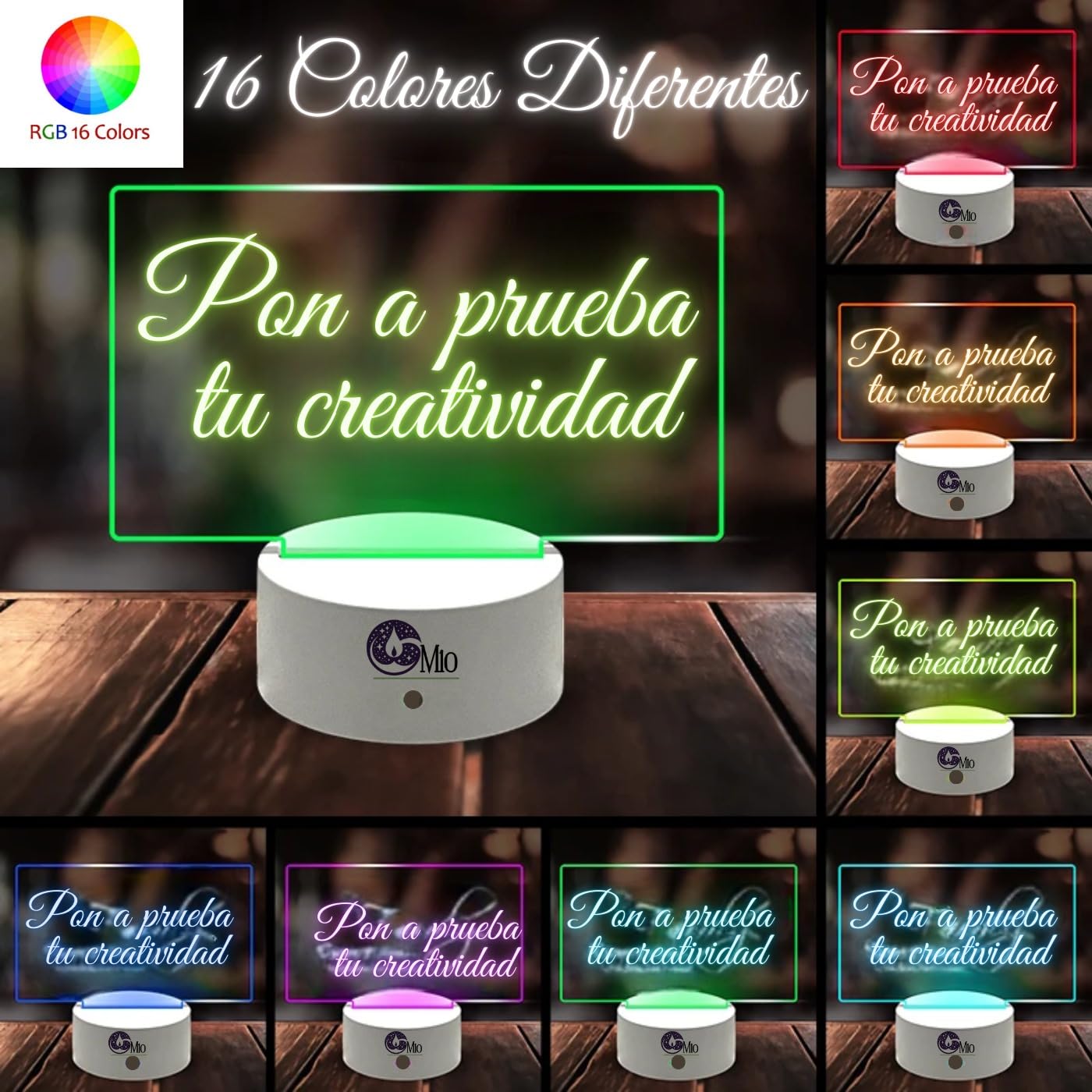 Pizarra LED Luz de Notas Inalámbrico - Tablero Acrílico Portátil Luminoso 16 Tonos de Luz - Decoración