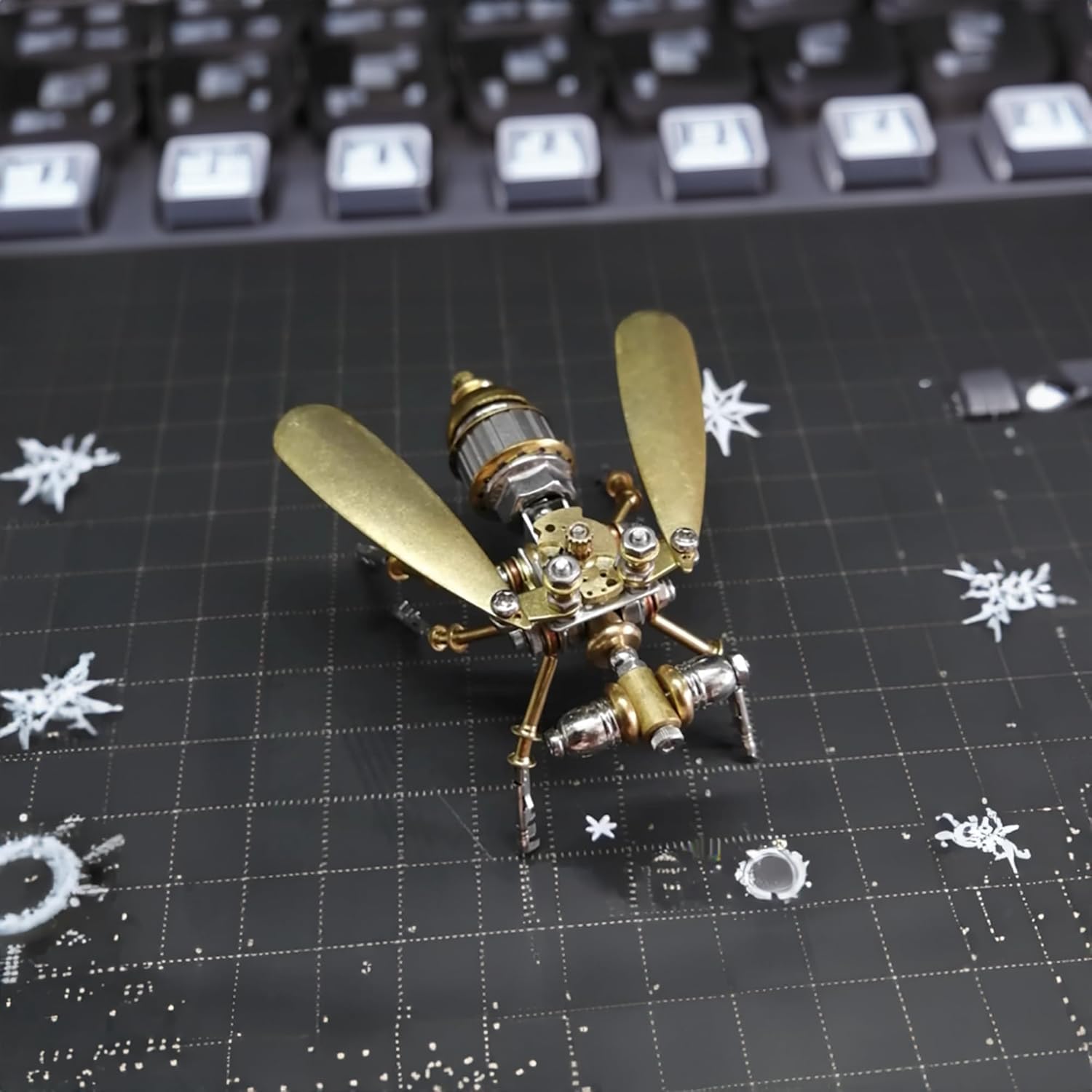 3D Steampunk Metal Fruit Fly Model Kit – DIY Mechanical Brass Insect Puzzle for Adults, Retro Collectible Assembly Craft, Unique Home Office Decoration Gift (Fruit Fly)