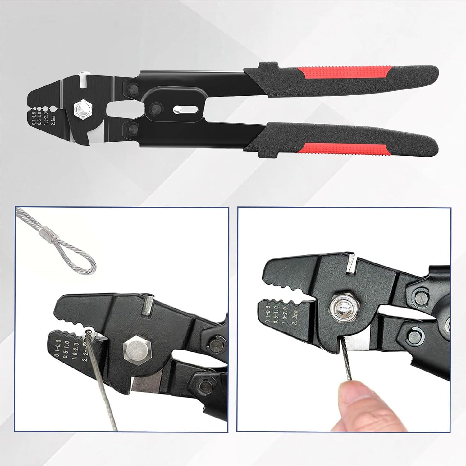 181Pcs Wire Rope Crimping Tool with 1.2mm 1.5mm 2mm Wire Rope Sleeves for Crimping Fishing Lines Up to 2.2mm 3/32inch