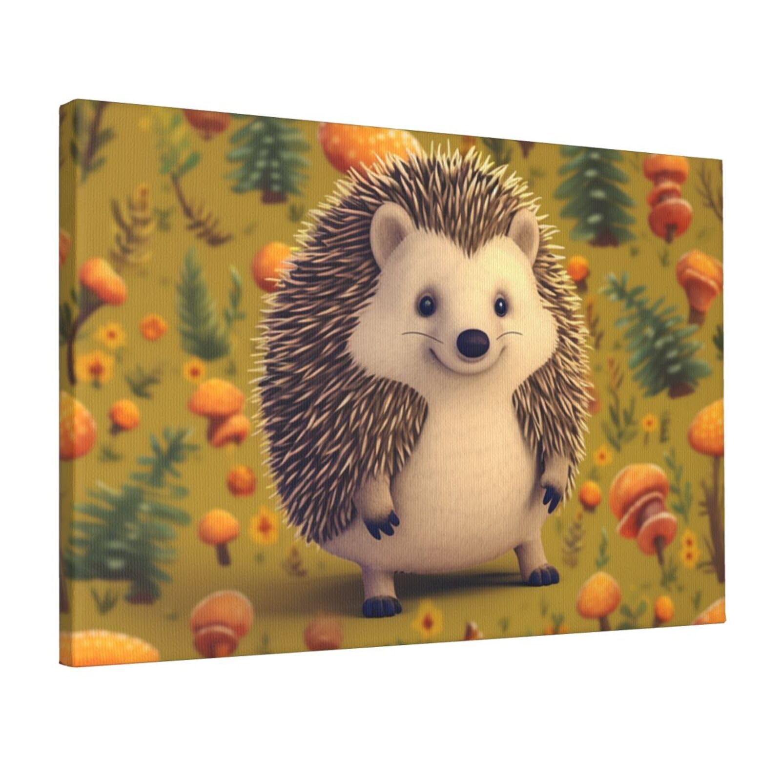 Canvas Wall Art for Living Room Wall Decor 12"x18" Modern Artwork Painting Pictures Hanging Canvas Prints Hedgehog Aesthetic Wall Art for Bedroom Bathroom Office Wallart Decor