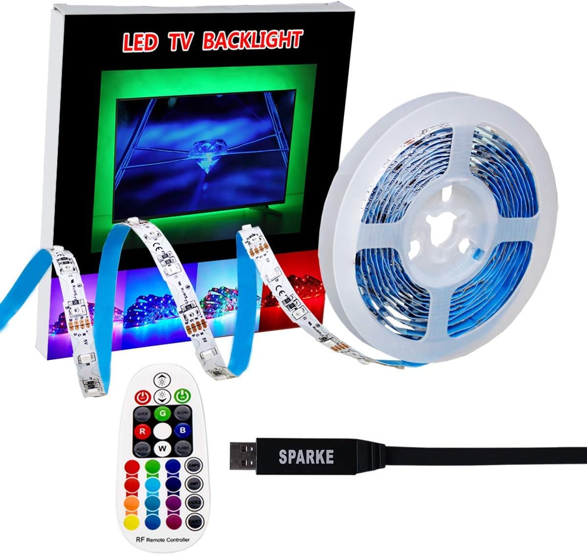 SPARKE LED TV Light 3Meter/9.9feet RGB Color Changing Bendable SMD3528
