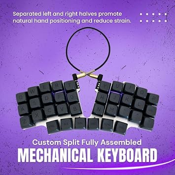 Split Ergonomic Mechanical Keyboard, Powered by QMK, Keyboard Fully Assembled with MX Switch Support, 36-Key Layout, USB-C Connectivity, Keycaps & Switches Included
