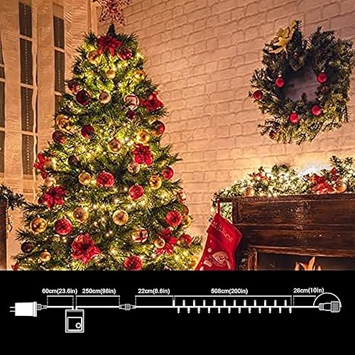 Miniatura 9 de LAMPHOME Tira de 500 luces LED de Navidad para exteriores, extensibles, decoración navideña, luces enchufables con 10 funciones y temporizador,