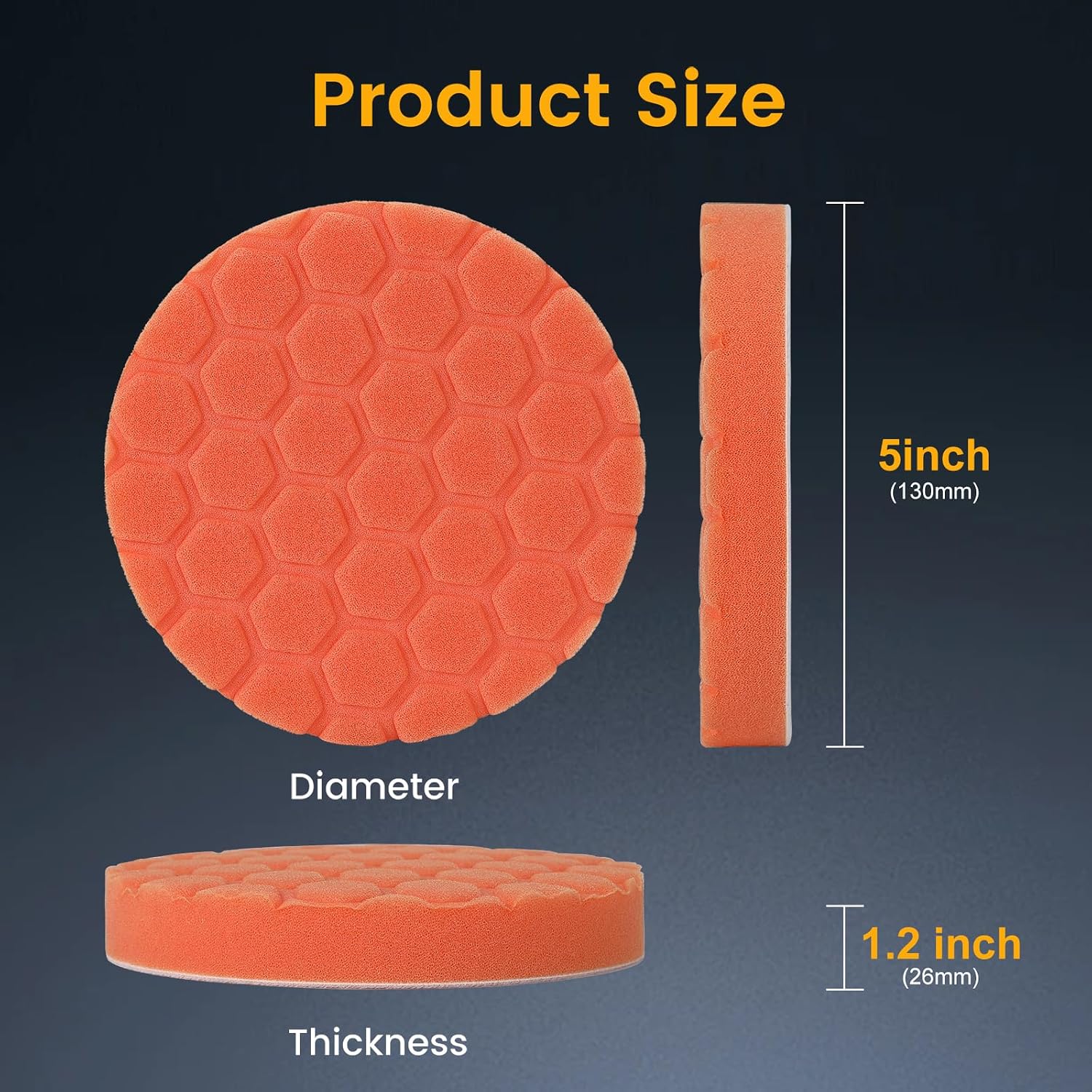 Buffing Polishing Pads 5 Inch - 7Pcs Car Buffer Foam Pad Kit with Hook and Loop, Compound Cutting Sponge and Wool Pad for Polishing and Waxing