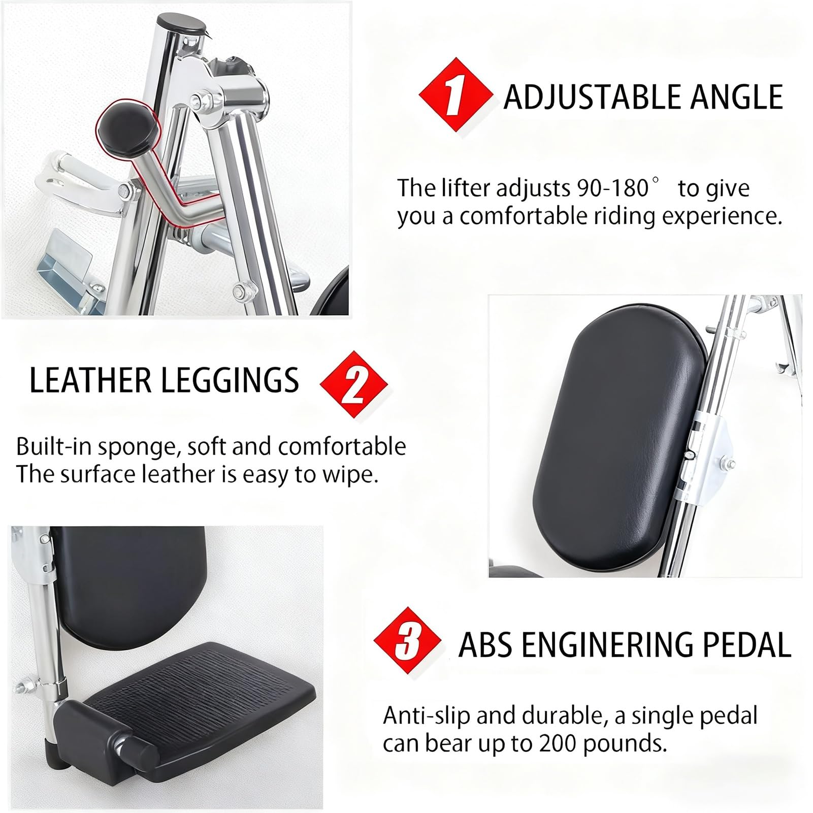 Reemplazo Universal de Reposapiés ReposapiéS Elevables para Sillas de Ruedas Ángulo Ajustable de 90° a 180° Soporte de Pedal para Usuarios de Sillas de Ruedas