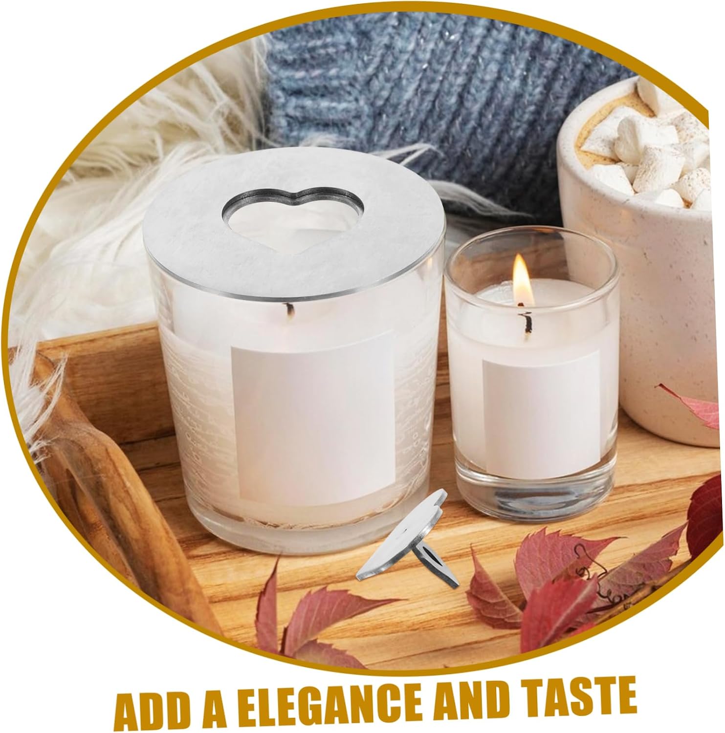 MAGICLULU Candle Jar Topper Lid Cover Stainless Steel Candle Shade Snuffing Mechanism Keeps Wax Contained