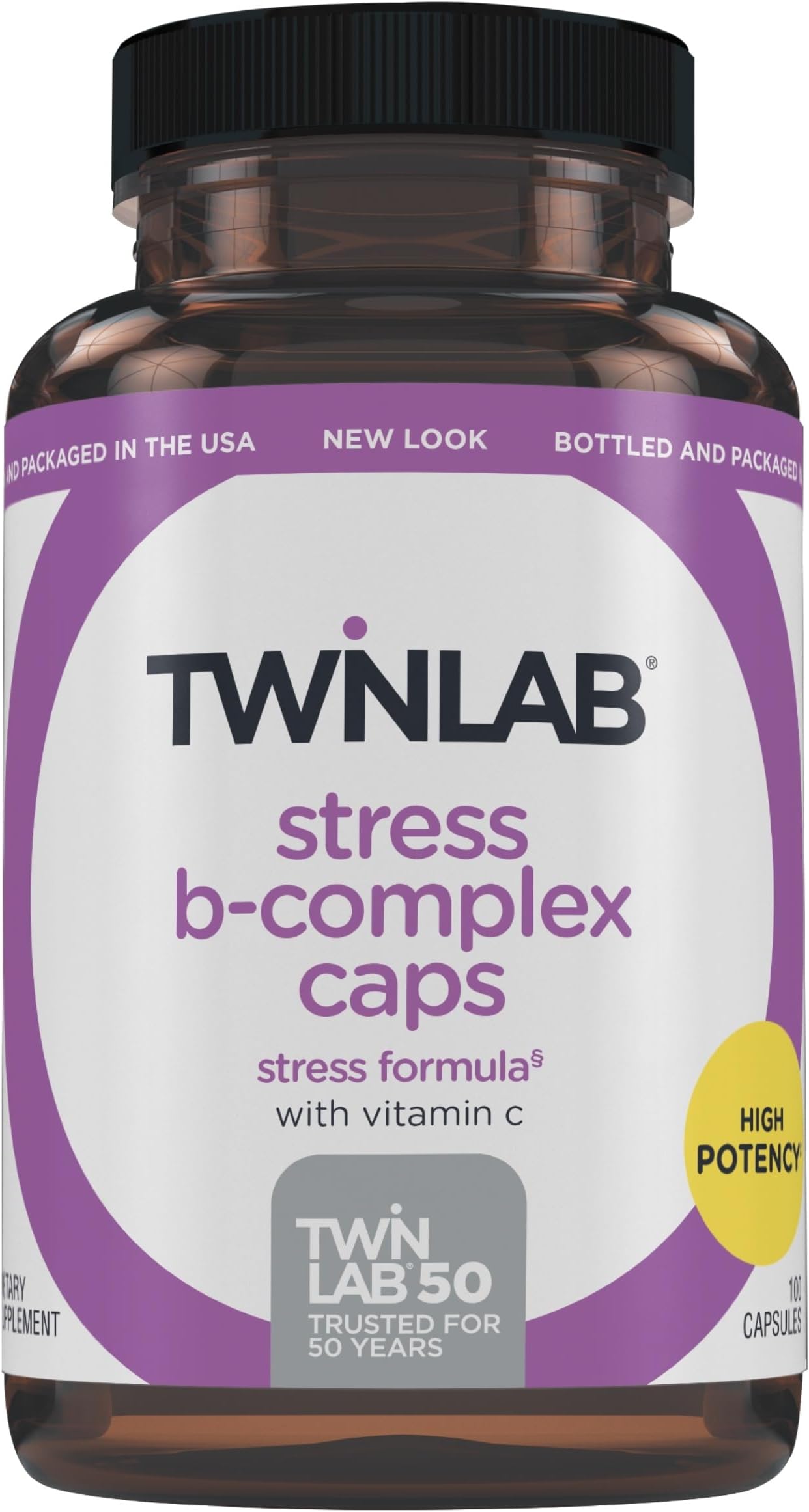 Twinlab Stress B-Complex Caps - Energy Support Supplement with Vitamin B12 and B6-100 Capsules