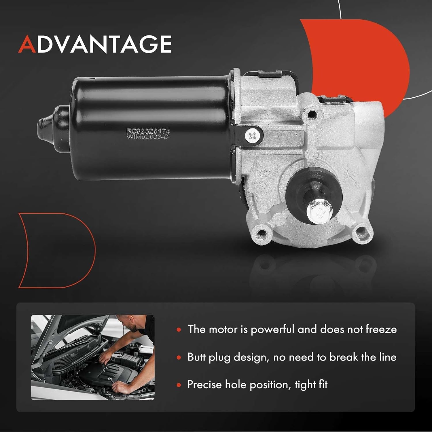 A-Premium [6 Pins] Front Windshield Wiper Motor Compatible with Ford, Mazda & Mercury Models - Mustang, Cougar, E-150/250/350 Econoline, Escort, Ranger, Thunderbird, Explorer & More, with 1 Pulg