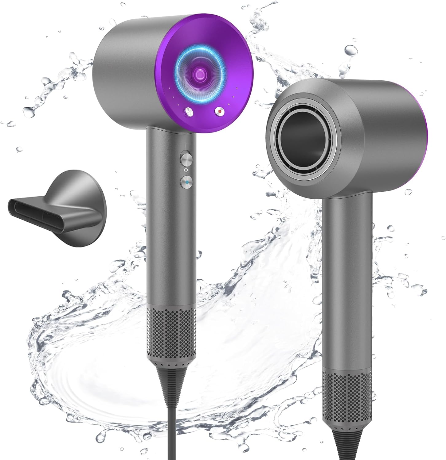 1600W Fast Drying Hair Dryer,Negative Ionic Blow Dryer with High-Speed 110,000 RPM Brushless Powerful Digital Motor,Low Noise Thermo-Control (Purple+Gray)