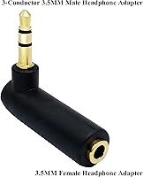 Vista 3 de Adaptador de conector de 0.138 in en ángulo recto de 90 grados, 3 polos de 0.138 in TRS Audio estéreo macho a hembra adaptador de extensión