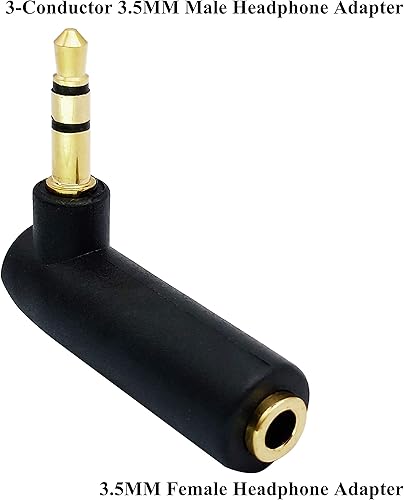 Miniatura 3 de Adaptador de conector de 0.138 in en ángulo recto de 90 grados, 3 polos de 0.138 in TRS Audio estéreo macho a hembra adaptador de extensión (2