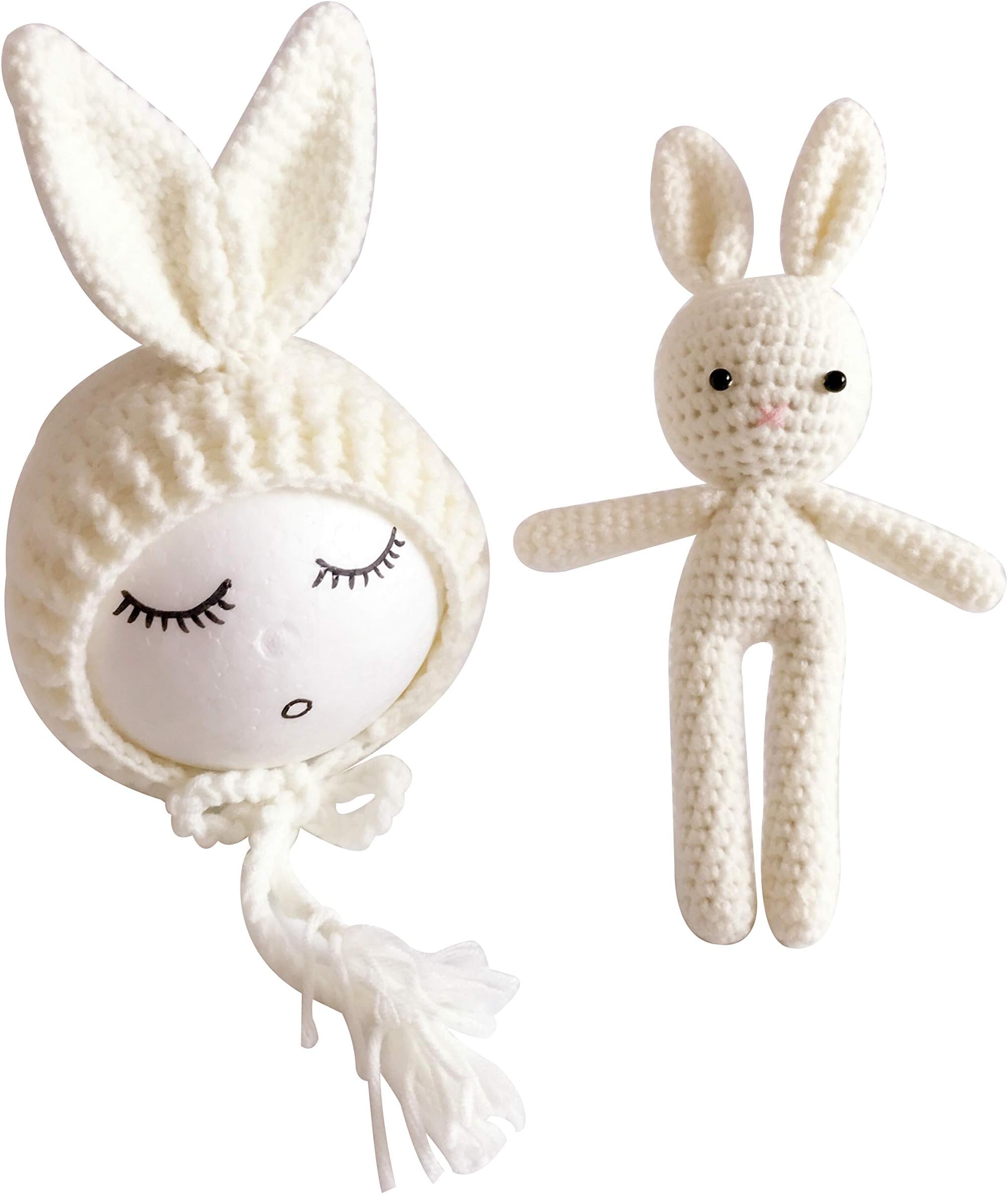 Jastore Infant Newborn Photography Prop Photo Crochet Boys Girls Knit Toy Rabbit Hats