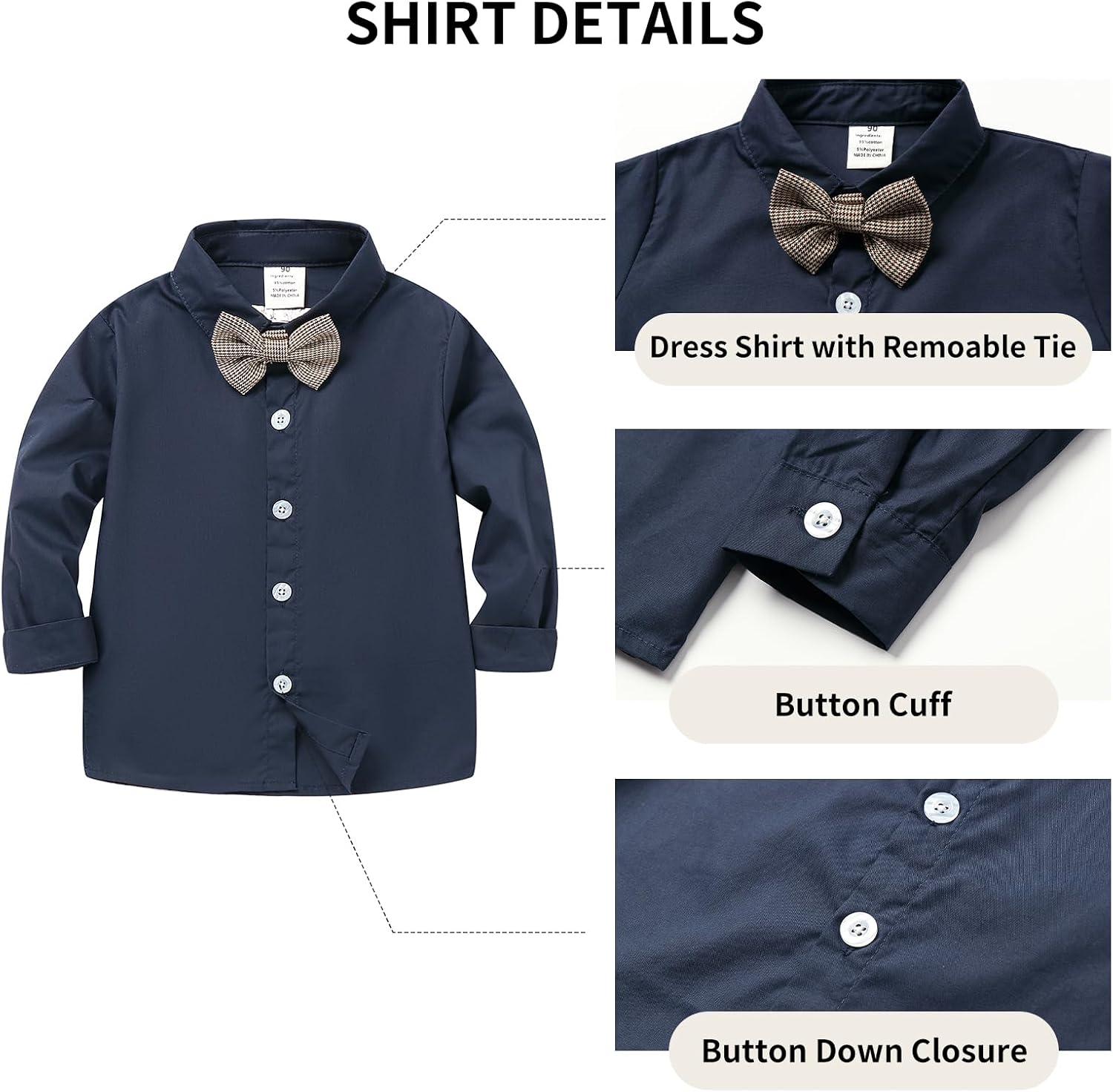 Boys Suit 4 Piece Plaid Double Breasted Vest Dress Shirt Pants Set with Bowtie 12M-8Y