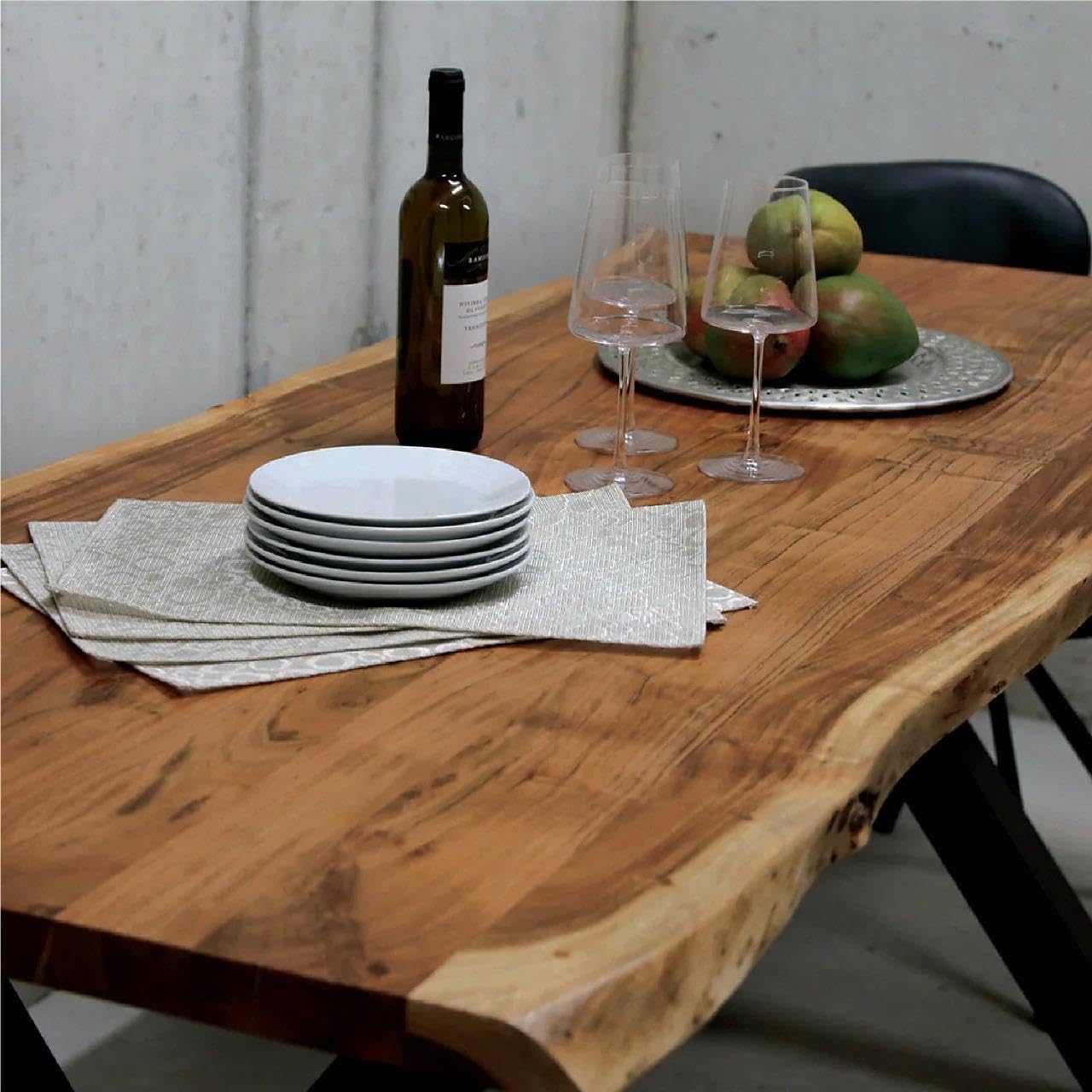 74 in x 39 in x 1.5 in Live Edge Walnut Stained Acacia Wood Butcher Block Countertop, Prefinished Solid Wood Table Top for Kitchen Islands, Workbenches, or Dining Areas.