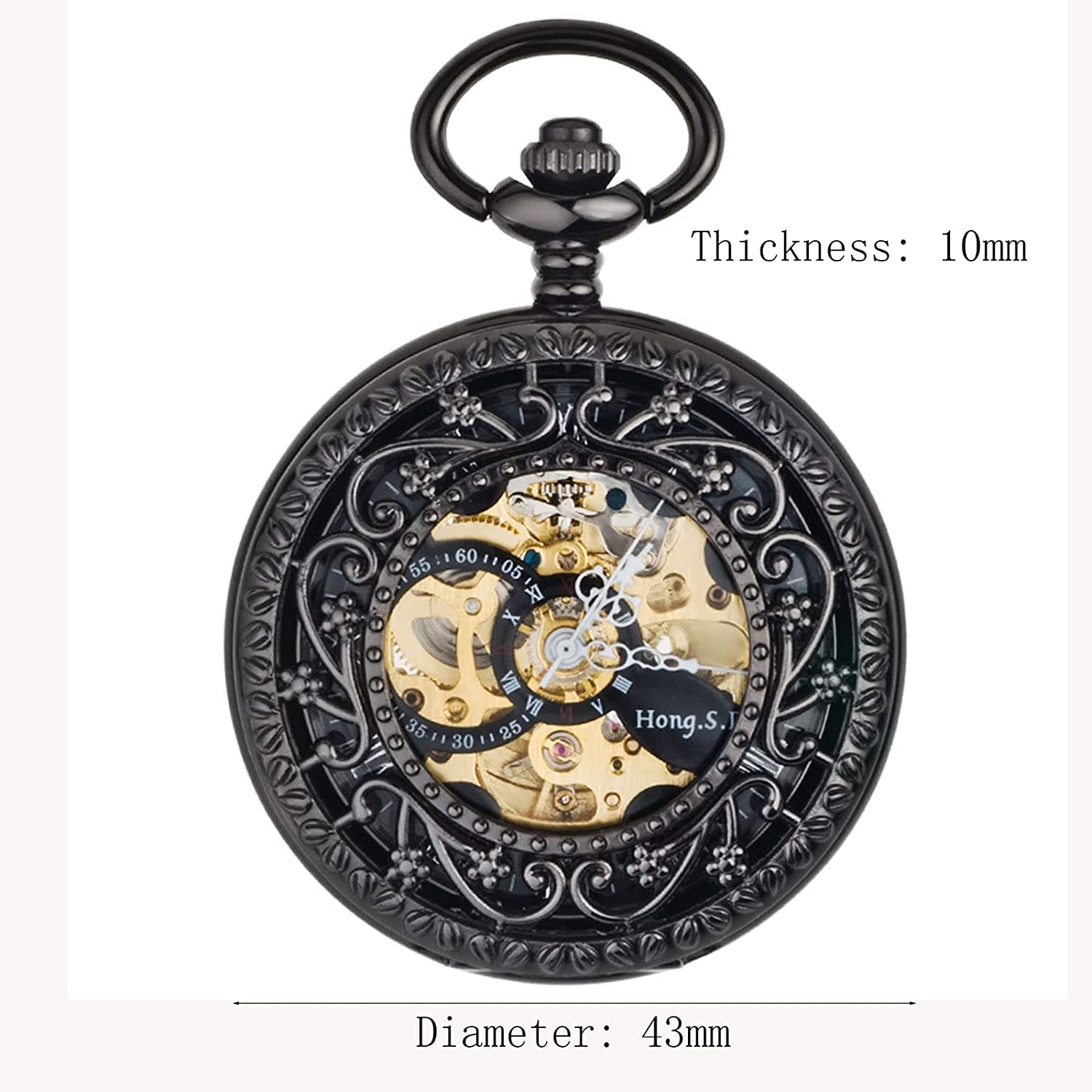 Zegarek kieszonkowy w stylu vintage, zegarek kieszonkowy z łańcuszkiem dla kobiet mężczyzn, zegarek kieszonkowy w stylu vintage Automatyczny mechaniczny zegarek kieszonkowy Retro etui z klapką Grawero