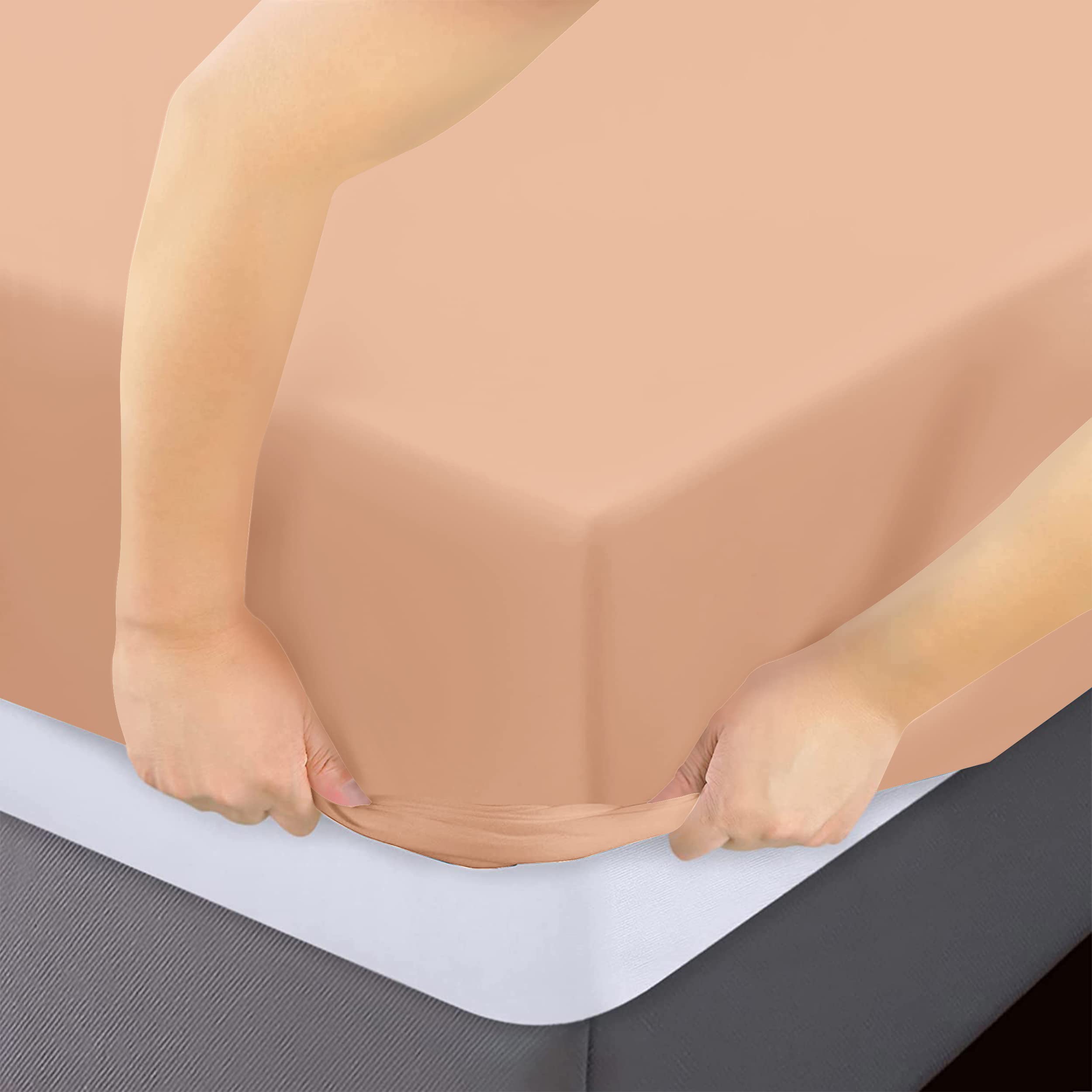 Moonlight Bedding Double Fitted Sheet 40 Cm Extra Deep Pocket Grey Bed