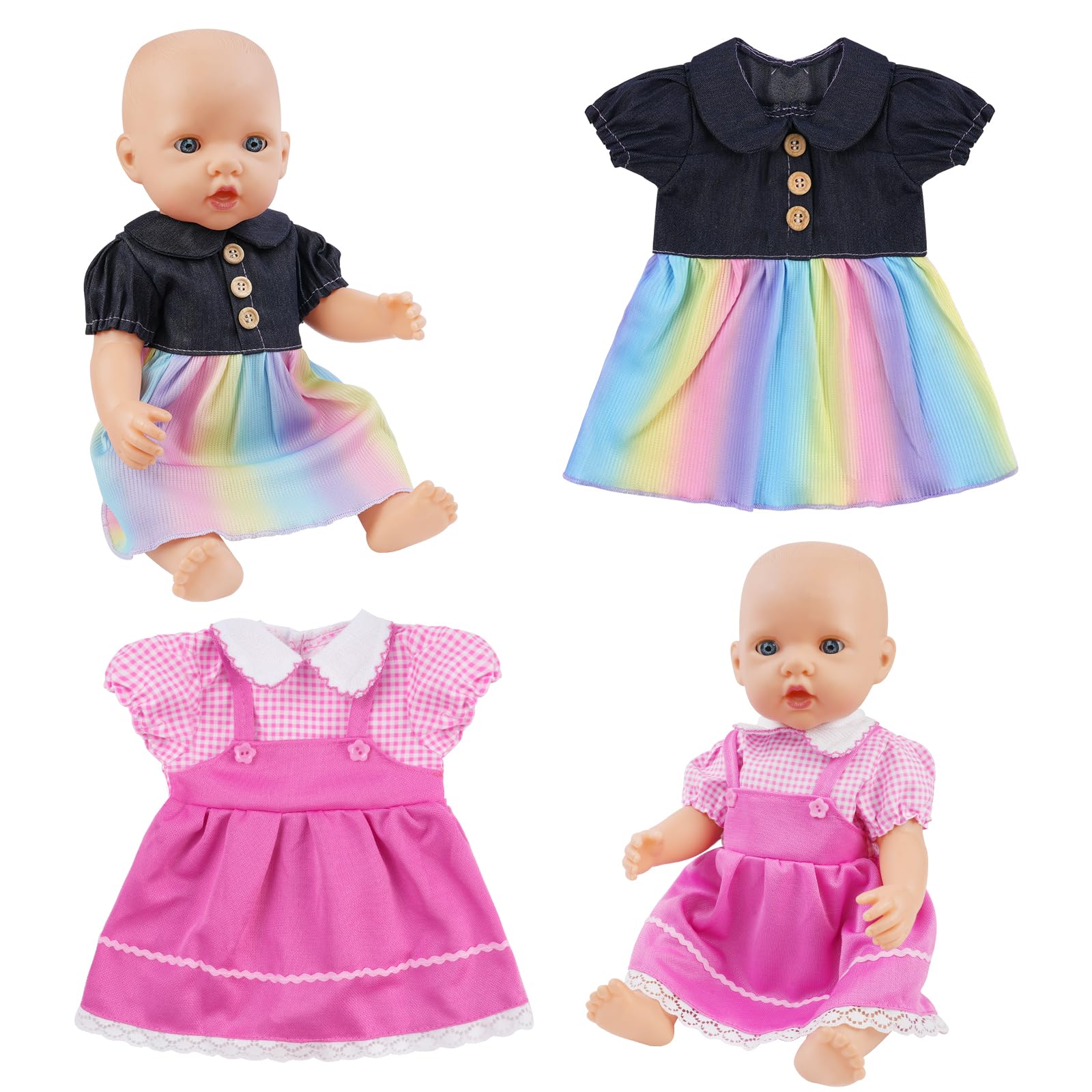 Aolso Ropa para Muñecas Bebé，4pcs Ropa para Muñecos Bebé，Conjunto de Ropa de Muñeca,Juego de Disfraz de Muñeca para Niños y Niñas,Accesorios para Muñeca Serie Arcoiris(No Muñecas) — view 6