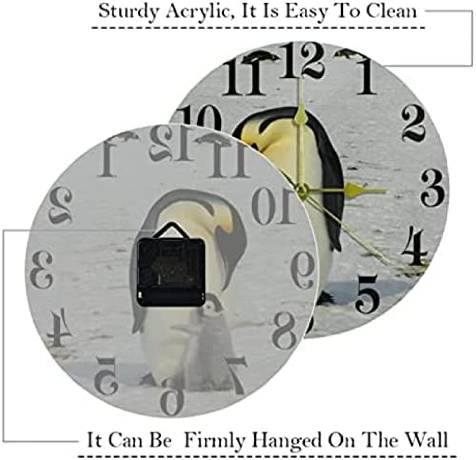 Orologio Da Parete Rotondo 25 Cm Con Pinguini – Silenzioso, Batteria, Per Soggiorno E Camera Letto - 3