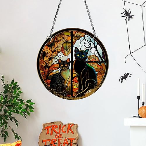 Miniatura 4 de MATIHAY Colgante de ventana de acrílico, colgante de ventana de gato negro, decoración de pared de gato para amantes de los gatos, gato negrocuervo