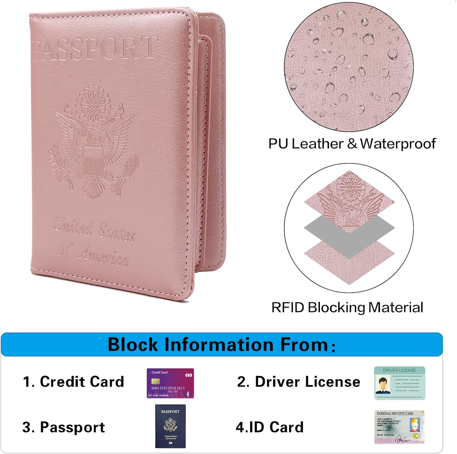 Melsbrinna Rfid Passport Holder for Travel women/Men, Cute Passport Wallet Rfid Blocking Card Slots, Rfid Passport Cover/CaseTravel Wallet, Passport Book Holder (1, Pink2) image 5