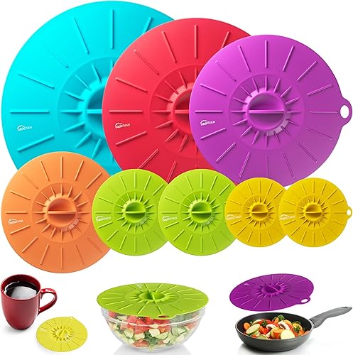 Tapas de silicona para tazones - Fundas de silicona reutilizables de silicona - Cubierta de silicona para microondas - Cubiertas de silicona para