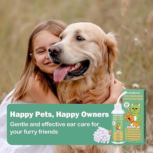 Miniatura 6 de CuteBone Limpiador de orejas antipicazón para perros  Limpia y elimina el olor a cera, desodoriza, alivia la inflamación de los oídos para mascotas