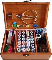 Vista 1 de A.Dinsenen Cesta de coser de madera/caja de coser con accesorios de kit de costura
