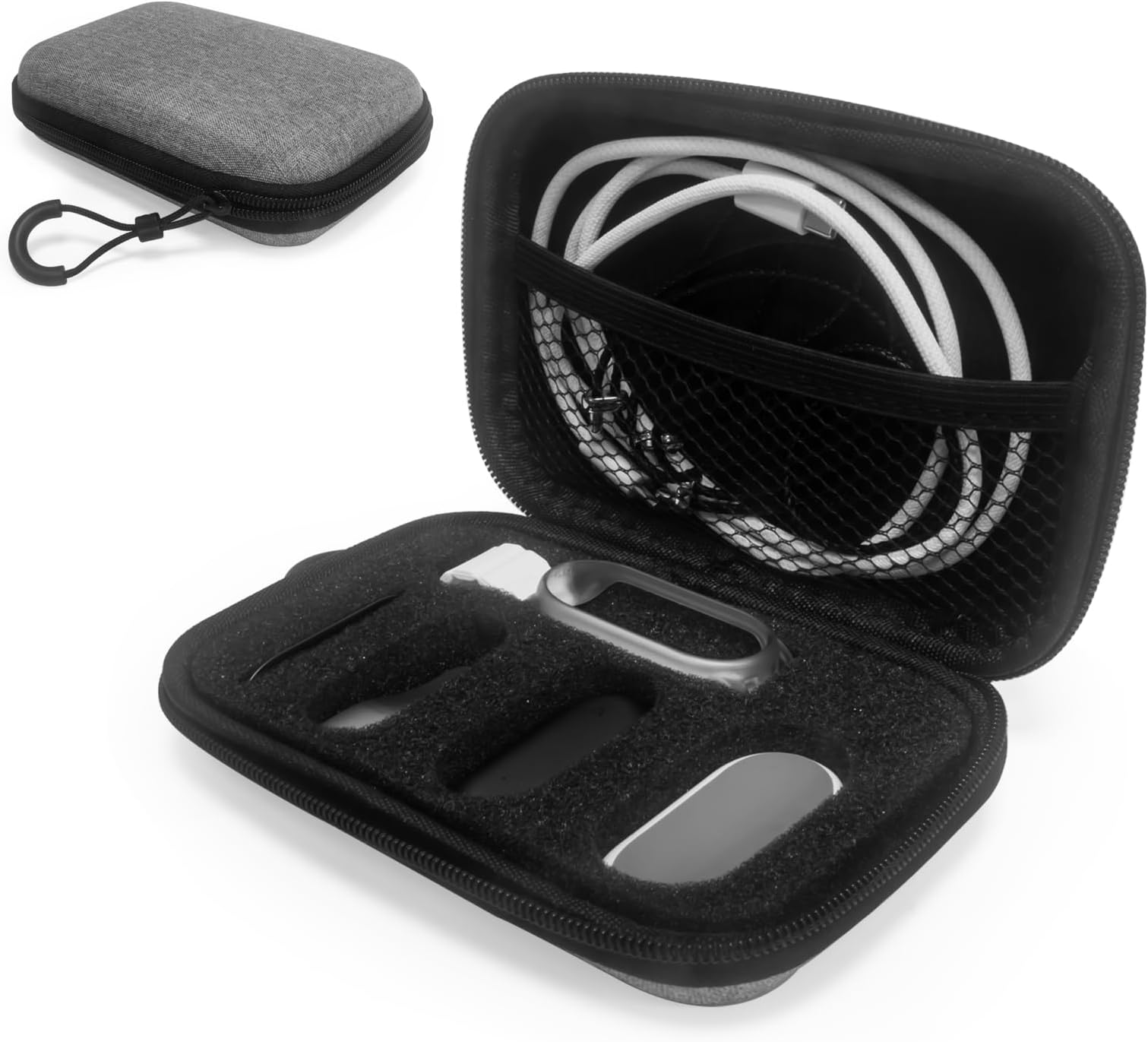 Compatible with Plaud NotePin & NotePin S Case, Water Resistant Portable lightweight for Plaud AI Voice Recorder Storage Bag for all accessories with lanyard and organization foam, Grey