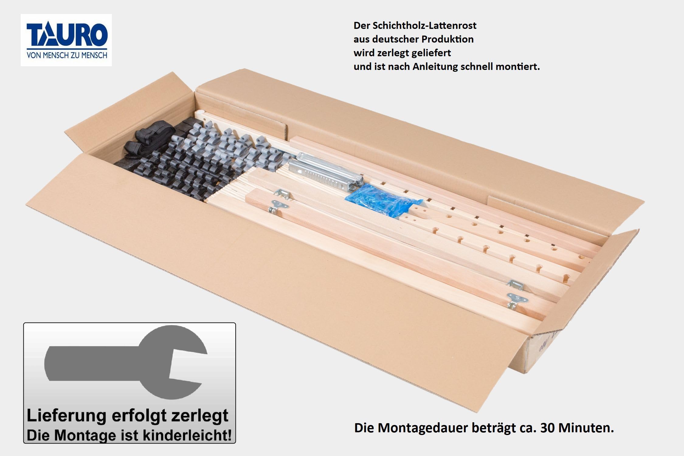 TAURO Pro FB180, 7-Zonen Lattenrost, Kopfteil verstellbar, für Liegefläche 90 x 200 cm (22914)