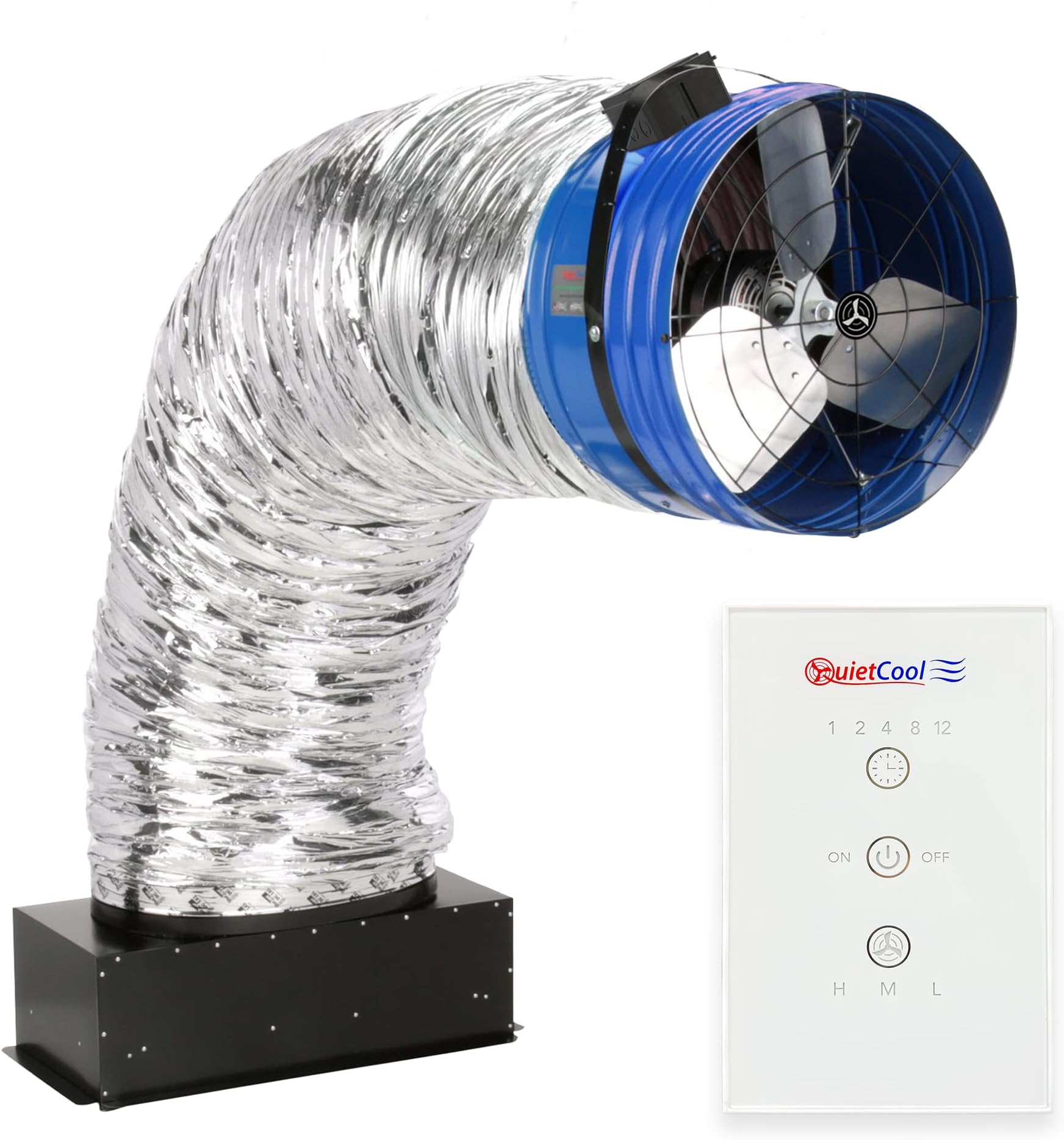 Quietcool QC CL-5400 RF Classic Advanced Whole House Fan with Wireless Control - Up to 5024 CFM - Two Speed - Covers up to 2,512 SQFT - 10 Year Warranty - Removable Grille