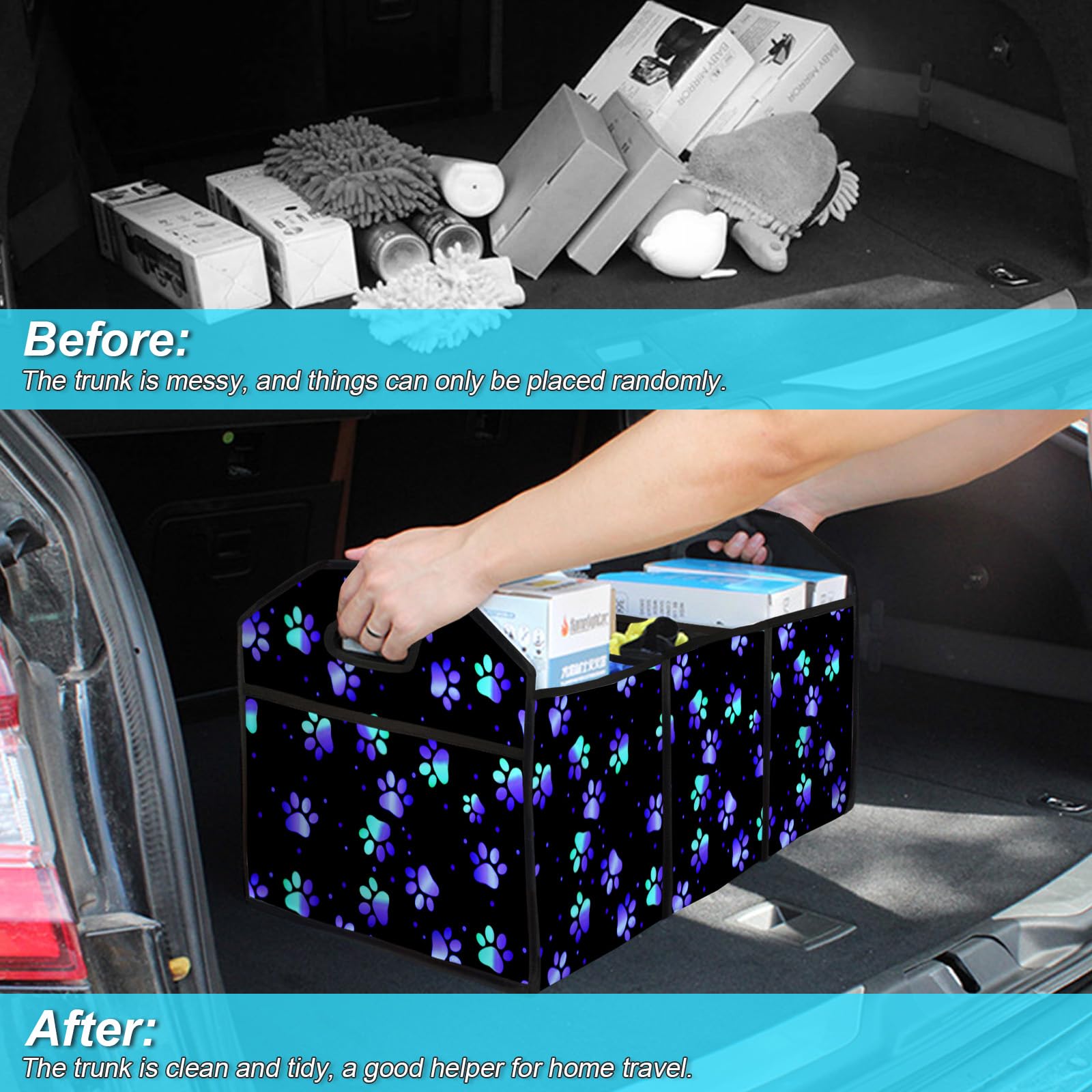 Galaxy - Organizador plegable para cajuela, almacenamiento automotriz, multicompartimento, gran capacidad