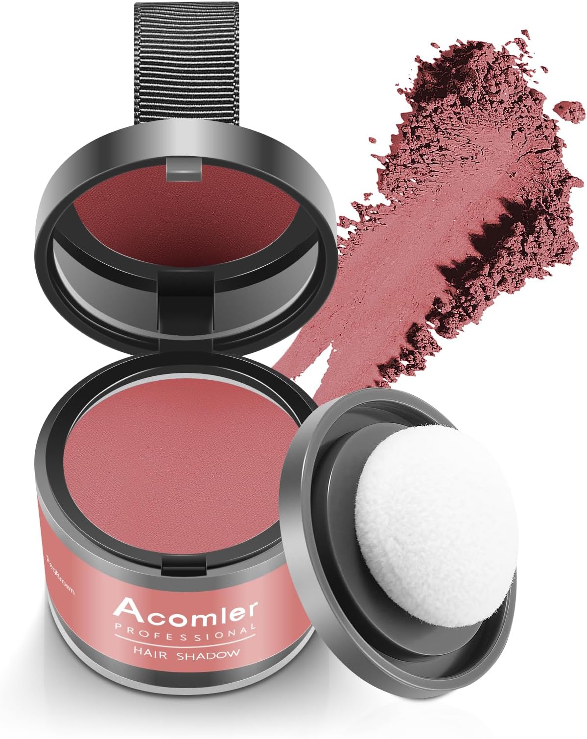 Acomler Instantly Root Touch Up Hairline Shadow Powder for Thinning Hair, Gray Hairline Cover for Women and Men with Eyebrows, Beard Line, Bald Spots (Red Brown)