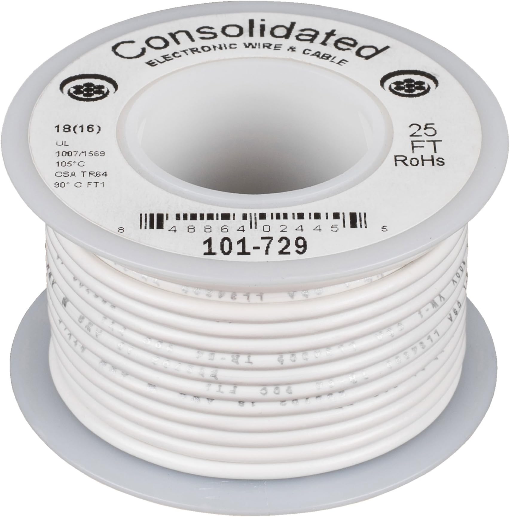 Consolidated Stranded 18 AWG Hook-Up Wire 25 ft. White UL Rated