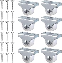 Pack of 8 Mini Fixed Rubber Casters 25 mm for Furniture: Heavy Duty Load of 40 kg, Includes Metal Mounting Plate and Screws, Ideal for Improving Furniture Mobility (1 Inch)