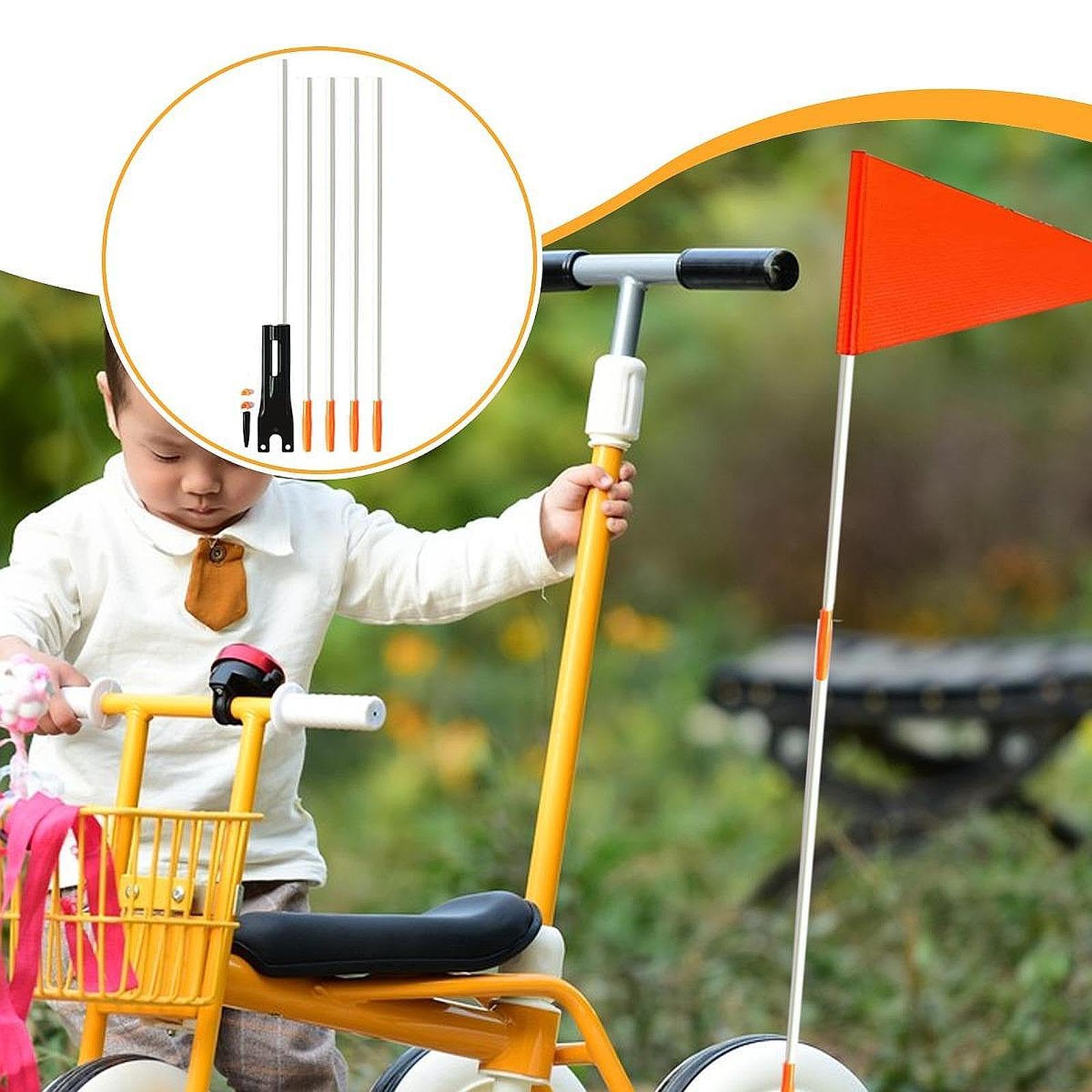 Colaxi Kids Bike Flag Pole Flagpole for Children Bicycle Flagpole Sturdy Go Kart Glass Fiber Without Flag for Cycling Outdoor, 30 cm