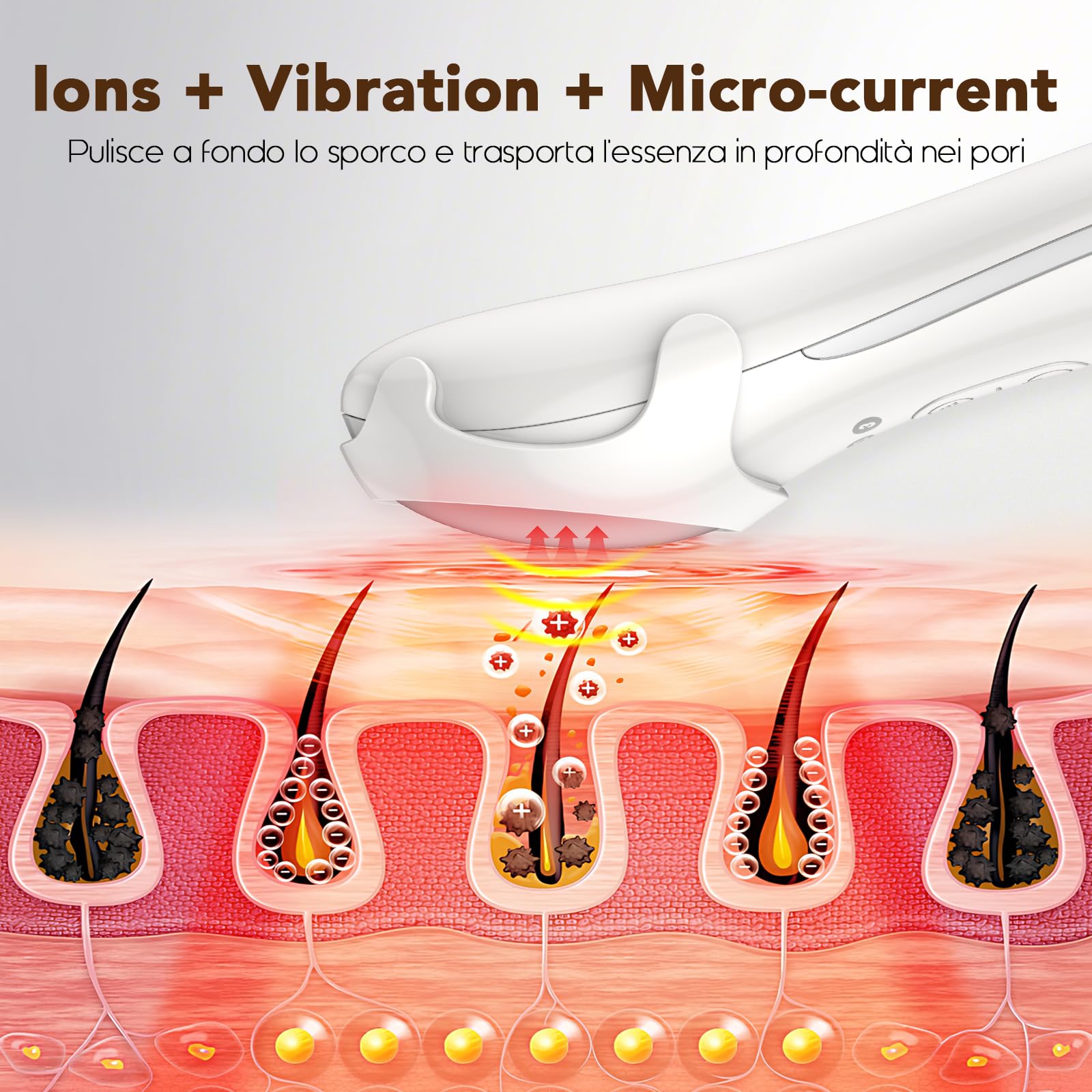 DOCOCO Massaggiatore Viso Antirughe Lifting Microcorrente 3 Modi, Elettrico per Pulizia Profonda Rassodare