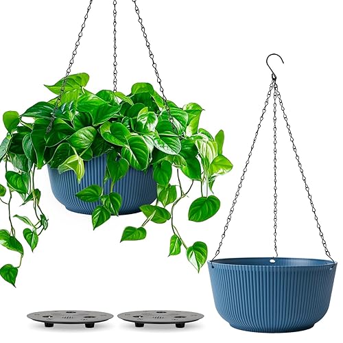 T4U 10 Inch Hanging Planters for Indoor Outdoor Plants, Hanging