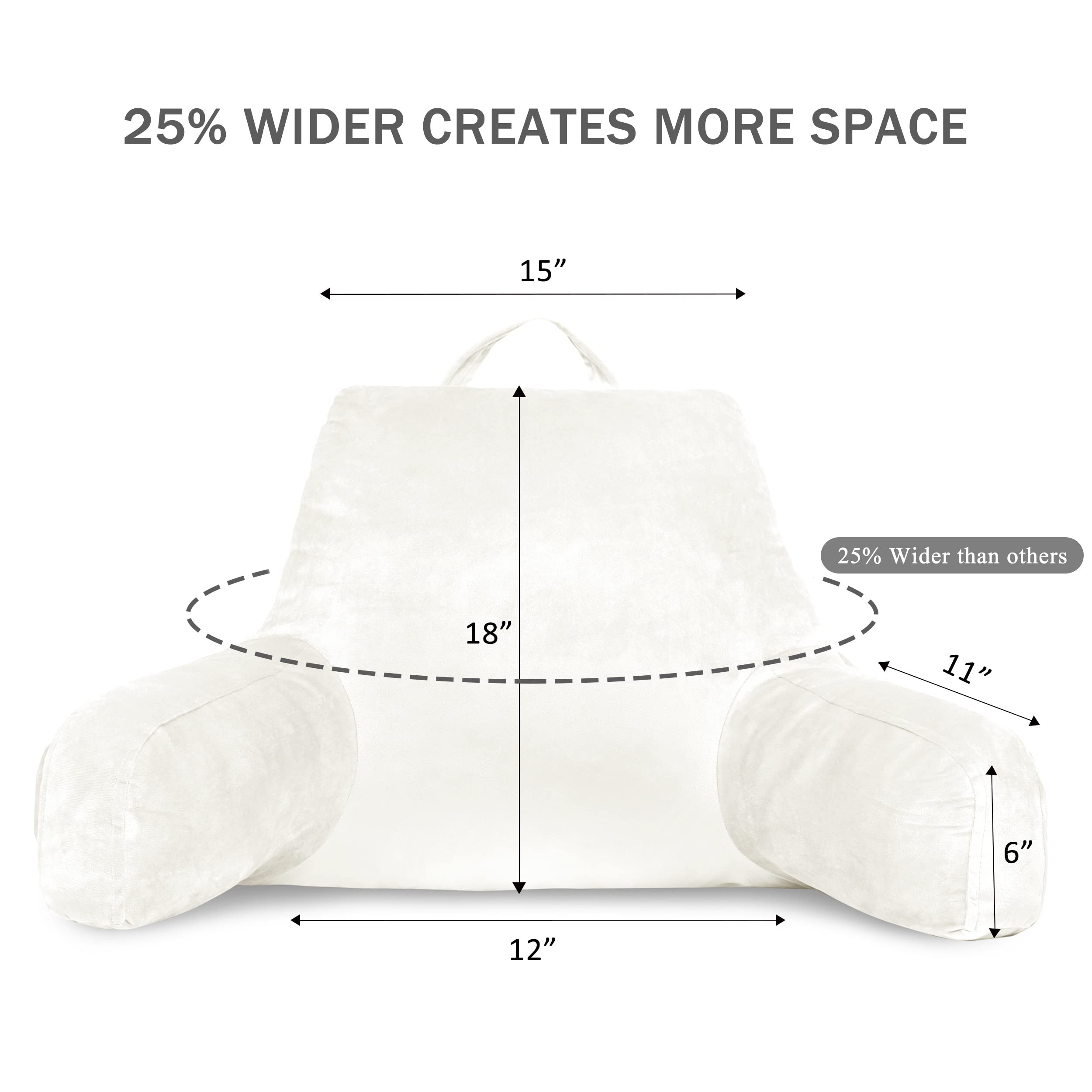 downluxe Reading Pillow with Arms, Back Pillow for Sitting in Bed