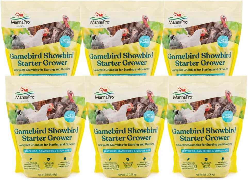 Manna Pro Gamebird Showbird Crumbles - Vitamin & Mineral Supplement for Poultry - 6-Pack of 5lbs