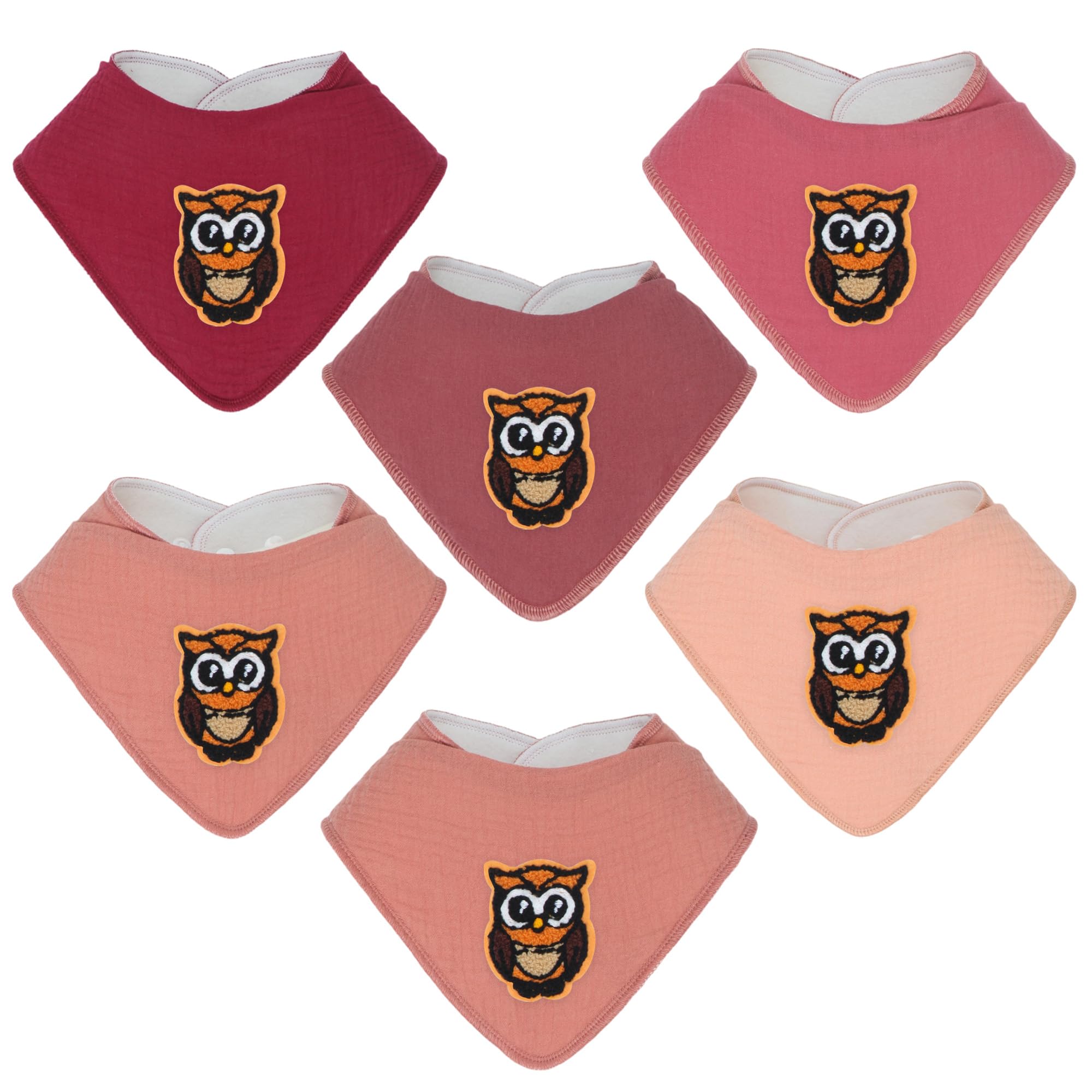 Benoxine Muslin Baby Bibs Soft and Absorbent Adjustable Baby Dribble Bandana Bibs with Adjustable Snaps for Unisex Baby Girls & Boys,6-Pack