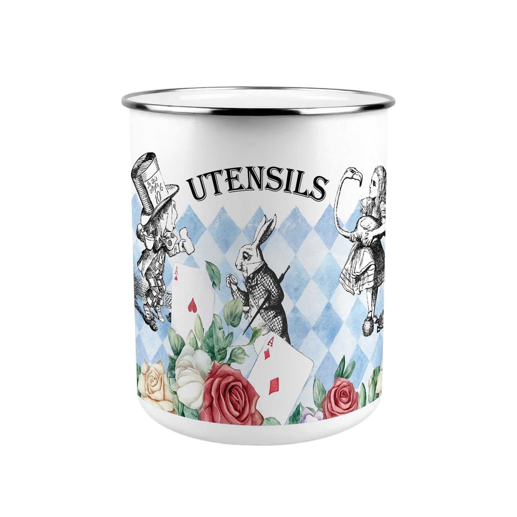 Alice's Adventures Metal Utensil Pot - XL Organiser for Kitchen Countertop Gift