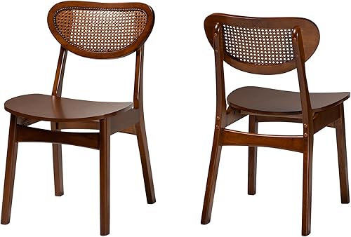 Baxton Studio Hesper - Juego de 2 sillas de comedor, color marrón nogal/marrón claro Marrón nogal/marrón claro,Marrón oscuro/Light