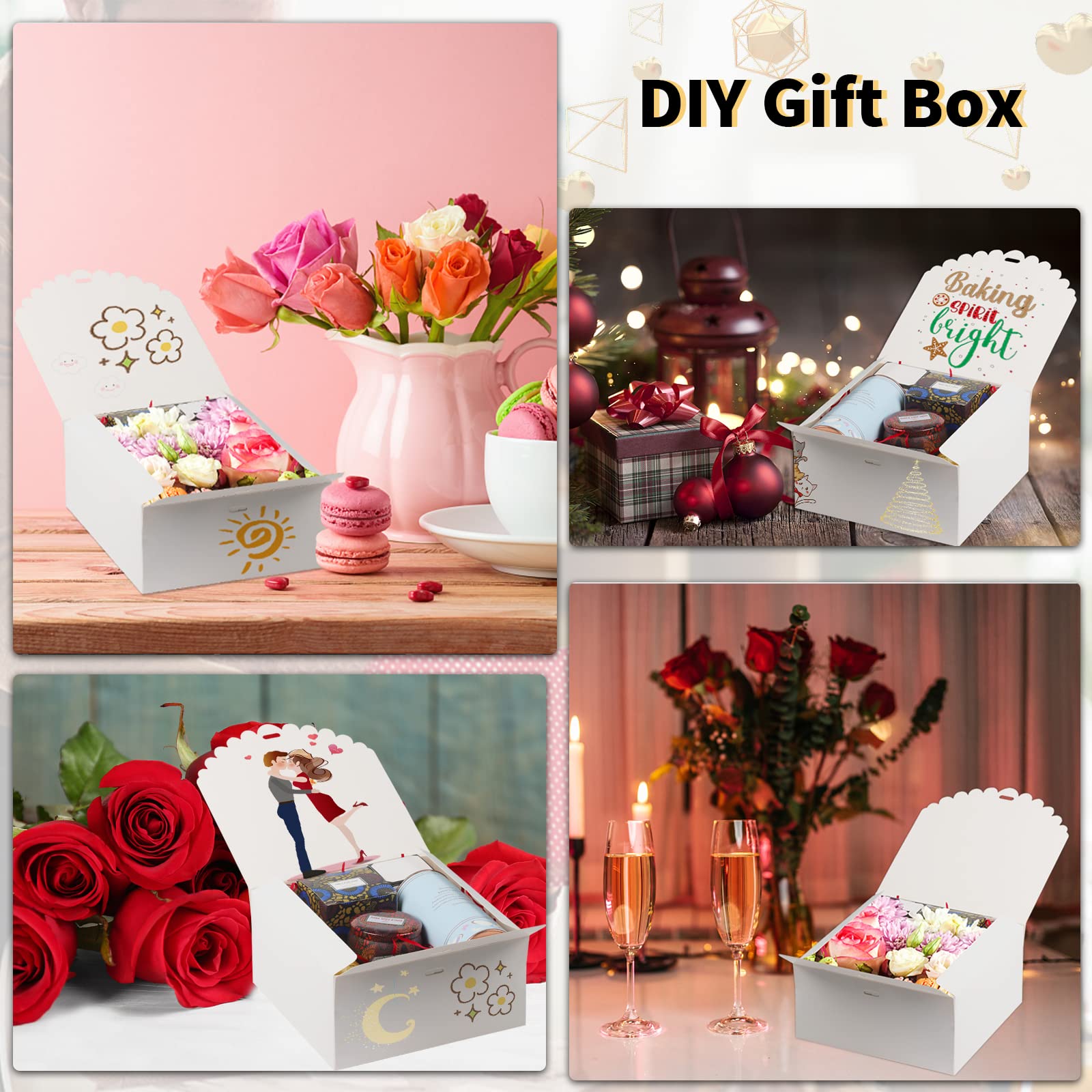 CHARMGIFTBOX 10-Pack White Gift Boxes 8x8x4 Inches With Lids And Ribbon - Kraft Paper Wedding Birthday Party Favor Boxes