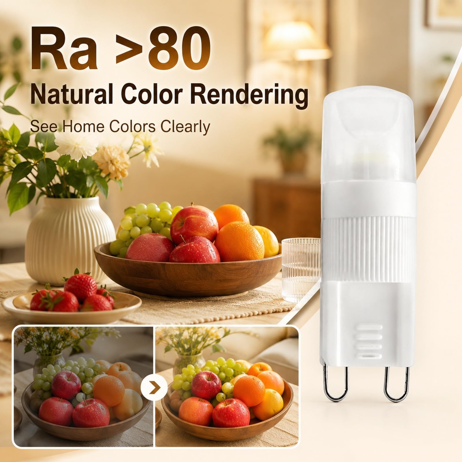 Bombillas LED G9 Regulables, 2W Equivalente 12W Halógena, Luz Fría 6000K, Ra≥80, Ahorro Energético, Larga Vida Útil, Candelabro Pasillo Iluminación Interior