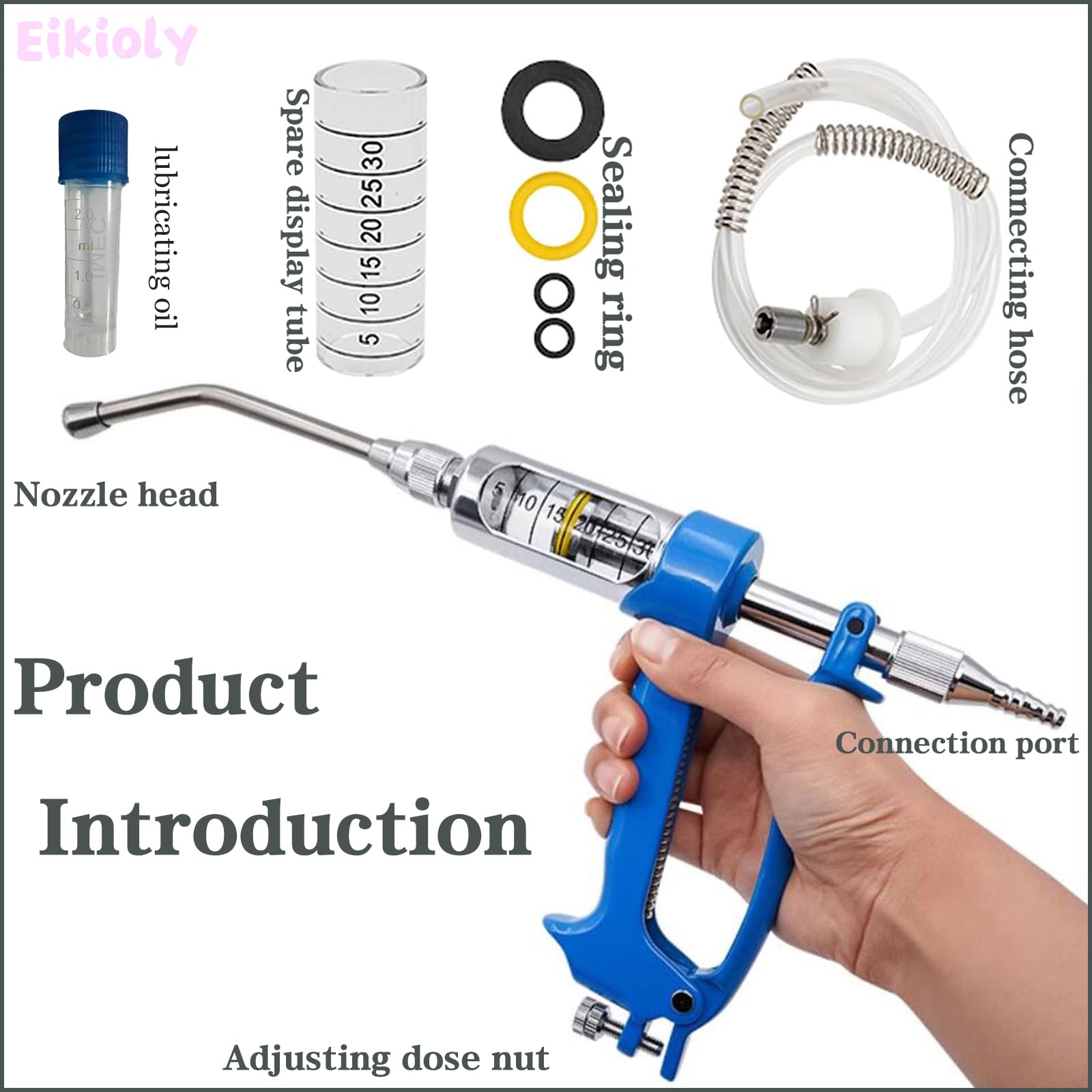 30 ML Dispensador De Medicina Veterinaria, Pistola De Empapado Continuo, Dispositivo De DosificacióN Continua, Herramienta De AlimentacióN De Metal Y Dispositivo Dosificador, para Ganado, Ovejas